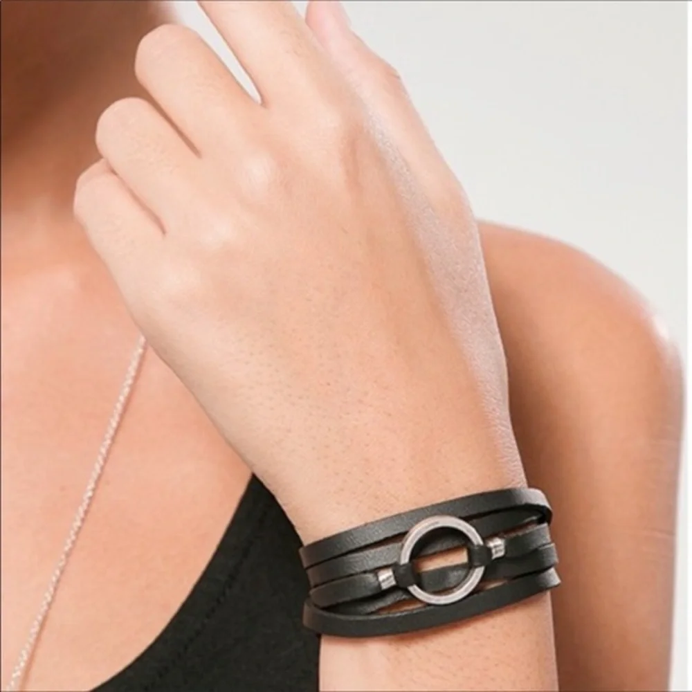 O-ring Leather Wrap Bracelet - Picture 1 of 3